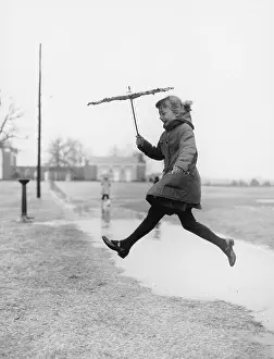 Vintage Nostalgia Prints: Jumping over Puddle