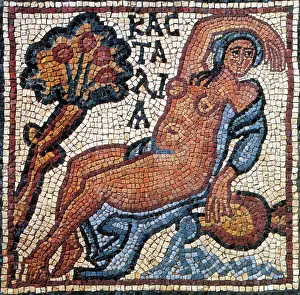 Prints of Kastalia of Delphi, the nymph of the prophetic springs of the Delphic Oracle History Prints: Kastalia of Delphi, Byzantine Mosaic, 6th Century