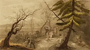 Folklore Prints: Landing of the Pilgrims On Plymouth Rock, 1620