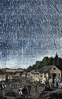 Astronomy Prints: Leonid Meteor Shower, 1833, Historical Astronomy Illustration