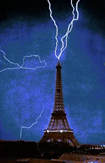 Lightning Prints: Lightning Strikes Eiffel Tower, 1902