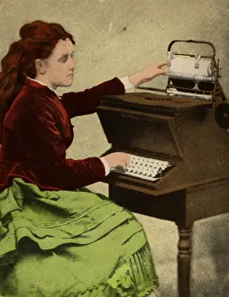 Commercial Prints: Lillian Sholes, The First Typist, 1872