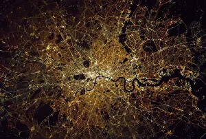 Cities Prints: London at Night, Satellite Image