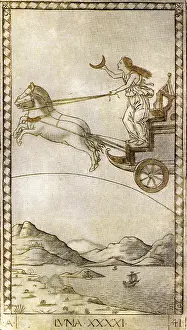 Roman Prints: Luna, Roman Moon Goddess, Tarot Card
