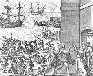 Ages Prints: Luque Blesses Almagro and Pizarro, 16th Century