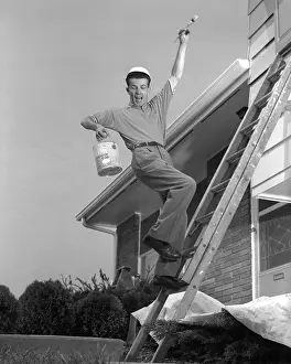 Dangerous Prints: Man Falling off Ladder, Vintage HUmor