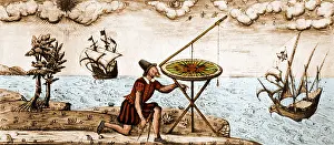 Jacques Prints: Man Using Circumferentor, 1583