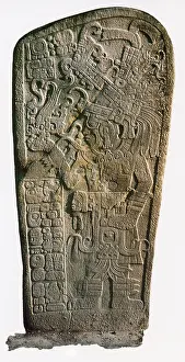 Maya Prints: Mayan Calendar Stele, 9th Century