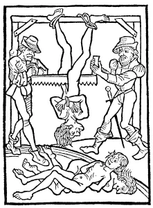 Cruelty Prints: Medieval Execution, Death by Sawing, 1474
