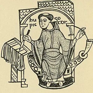 11th Prints: Medieval Monk and Scribe, 11th Century