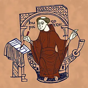Best Sellers Part IV Prints: Medieval Monk and Scribe, 11th Century
