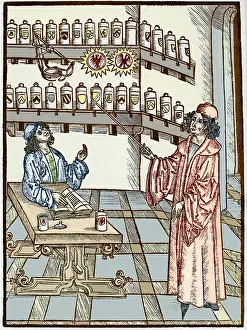 Medication Prints: Medieval physician and pharmacist