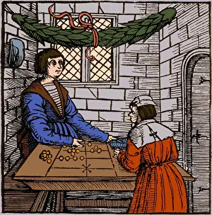 Device Prints: Merchant Using Abacus, 16th Century