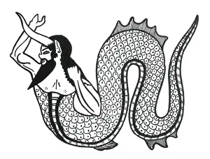 Folklore Prints: Merman, Legendary Creature