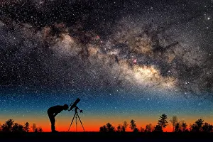 Science Source Collection Prints: Milky Way and Silhouetted Stargazer