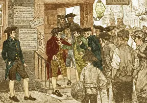 Official Prints: Mob Confronting Stamp Officer