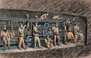 Mount Prints: Mont Cenis Rail Tunnel Construction, 1860s