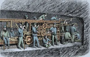Technology Prints: Mont Cenis Rail Tunnel Construction, 1860s