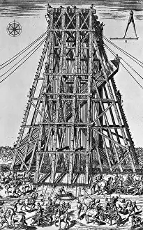 16th Prints: Moving the Vatican Obelisk, 1586
