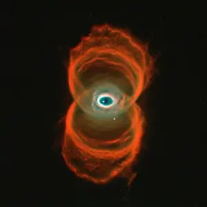 Prints of This is an image of MyCn18, a young planetary nebula located about 8, 000 light-years away, taken with the Wide Field and Planetary Camera 2 (WFPC2) aboard the Hubble Space Telescope (HST) : MyCn18, Hourglass Nebula