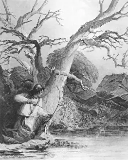 Arrow Prints: Native American Indian Boy Shooting Fish, 1853