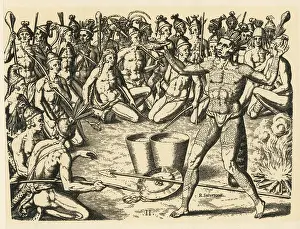 Dance Prints: Native American Indian War Dance, 16th Century