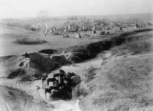 1800s Prints: Native American Sioux Indian Encampment, 1891
