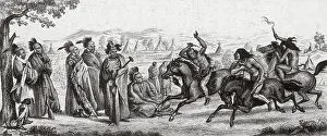 World Cultures Prints: Native American Sioux Indians Horse Racing