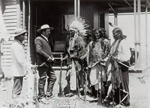 World Cultures Prints: Native Americans Talking to American Military Personnel