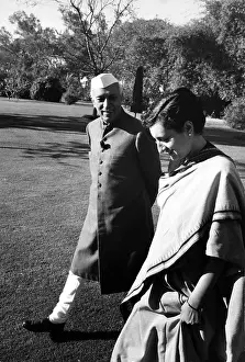 Hinduism Prints: Nehru With His Daughter Indira