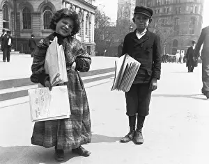 Manhattan Prints: Newsgirl and Newsboy, 1893
