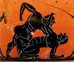 Silhouette Prints: Olympic Games, Pankration, Black-Figure Pottery