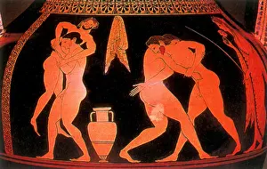 Silhouette Prints: Olympic Games, Wrestling, Red-Figure Pottery