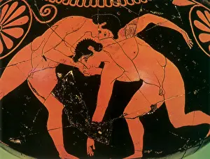 Silhouette Prints: Olympic Games, Wrestling, Red-Figure Pottery