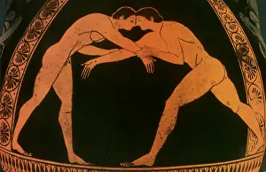 Silhouette Prints: Olympic Games, Wrestling, Red-Figure Pottery