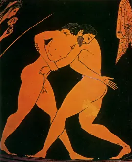 Silhouette Prints: Olympic Games, Wrestling, Red-Figure Pottery