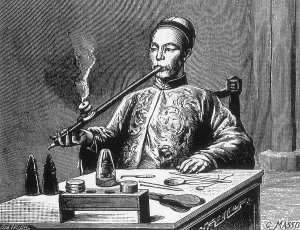Illegal Prints: Opium Den, Man with Opium Pipe, 19th Century