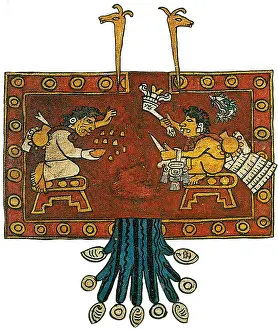 Religious Prints: Oxomoo and Cipactonal, Aztec Adam and Eve, Codex Borbonicus