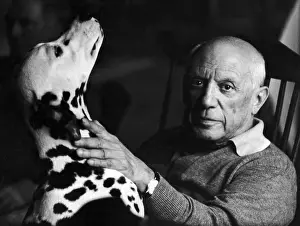 Misc Prints: Pablo Picasso with his Dog, 1961