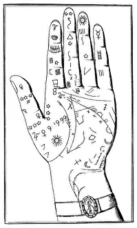 Forecast Prints: Palmistry, Napoleon's Palm Lines, 19th Century