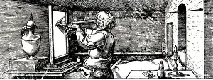 Linear Prints: Perspective Projection, Albrecht Durer, 1532