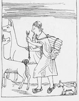 Codex Prints: Peruvian Herder, 17th Century
