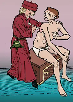 Middle Ages Prints: Physician Lancing Wound