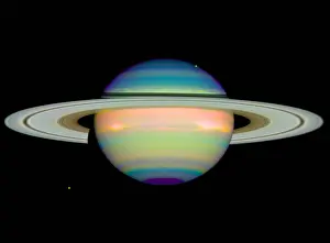 Prints of Colored Hubble Space Telescope image of the planet Saturn and its rings : Planet Saturn and its Rings, Hubble Space Telescope