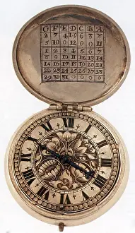Horology Prints: Pocket Watch with Perpetual Calendar, 1635