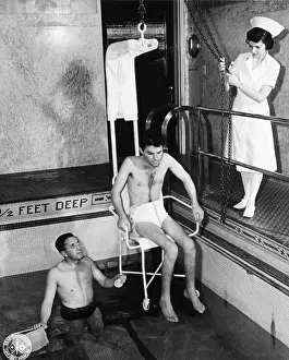 Hospital Prints: Polio Patient, Pool Exercise, c. 1940s