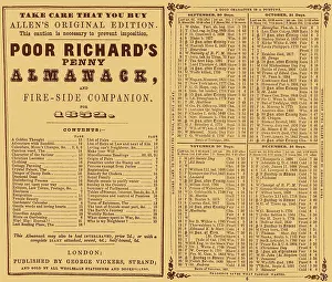 Companion Prints: Poor Richard's Penny Almanack, 1852