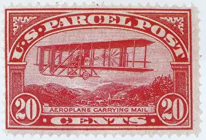 Aircraft Prints: Postal Biplane, U.S. Parcel Post Stamp, 1913