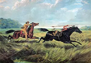Hunter Prints: Prairie Battle, 19th Century