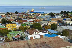 Prints of The city of Punta Arenas, Chile lies near the Straits of Magellan : Punta Arenas City, Patagonia, Chile